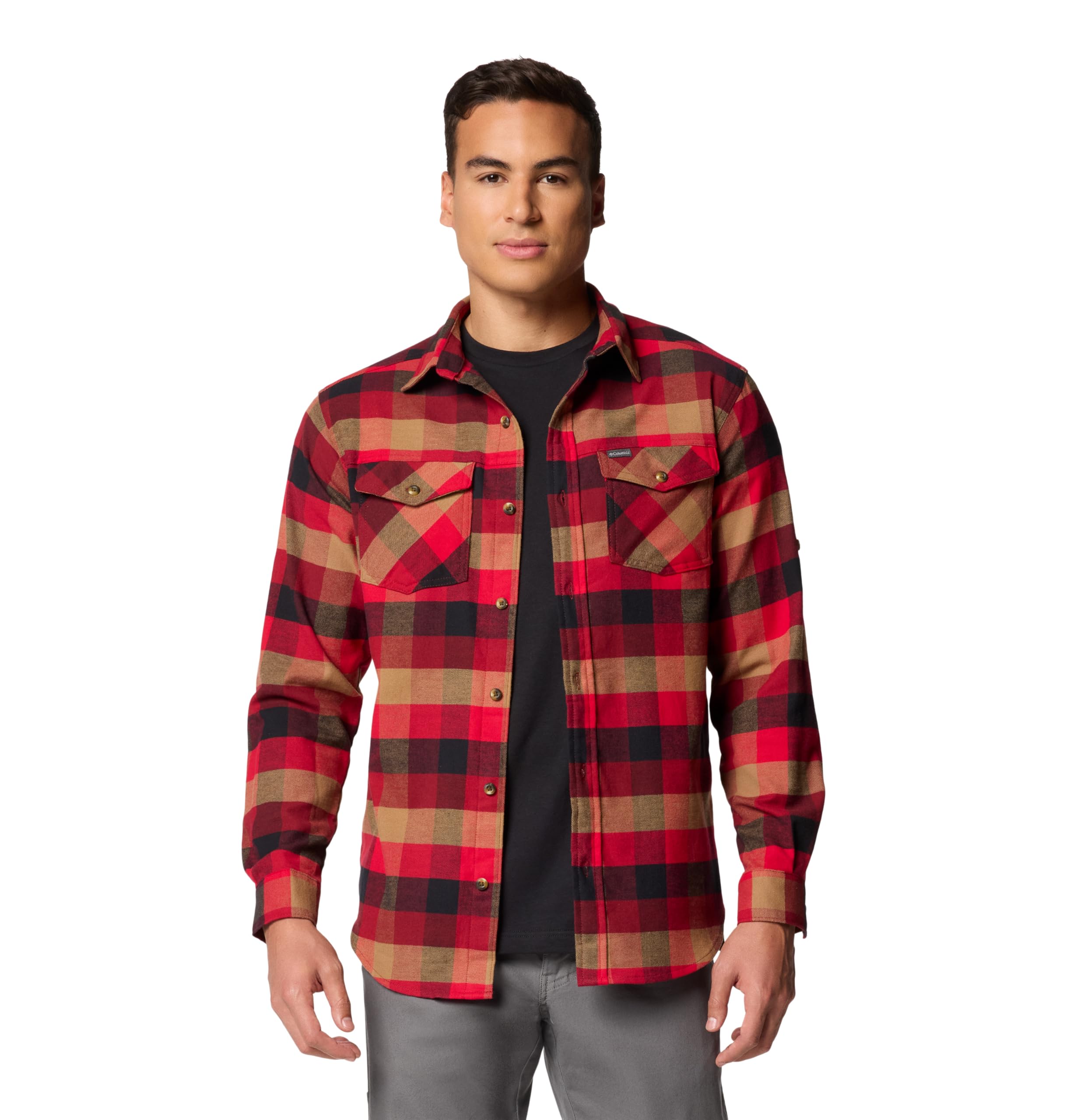 Columbia Men's Bearmouth Springs Roll Up Long Sleeve Flannel Shirt (Sizes XS-S only, Red Jasper Buffalo Check) $15.05 + Free Shipping w/ Prime or on $35+
