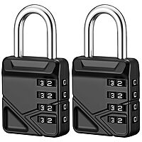 2-Pack Puroma 4-Digit Waterproof Combination Padlock (Black)