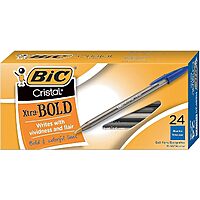24-Count BIC Cristal Xtra Bold Ballpoint Pens (Blue, 1.6mm Bold Point)