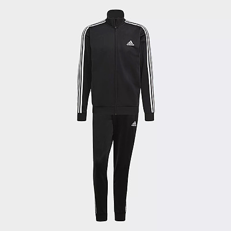 adidas Men's Essentials 3-Stripes Black Track Suit (Jacket + Pants, Sizes M-L) $23 + Free Shipping