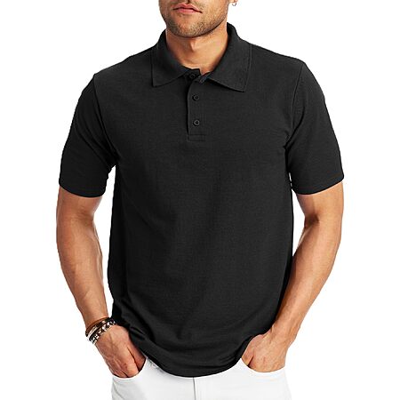 Hanes Men's X-Temp Short Sleeve Midweight Polo Shirt (Black or White) $8