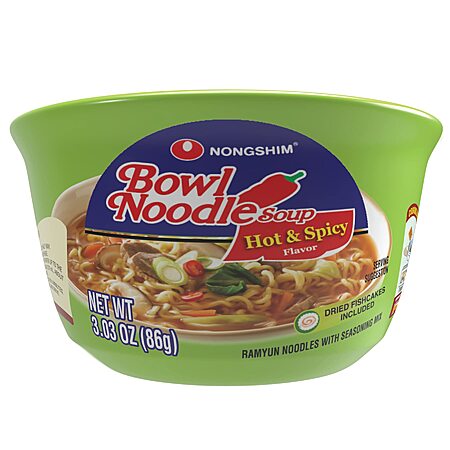 6-Pack 3.3-Oz Nongshim Premium Microwavable Ramen Noodle Soup Bowl (Hot & Spicy) $5.23 w/ S&S + Free Shipping w/ Prime or on $35+