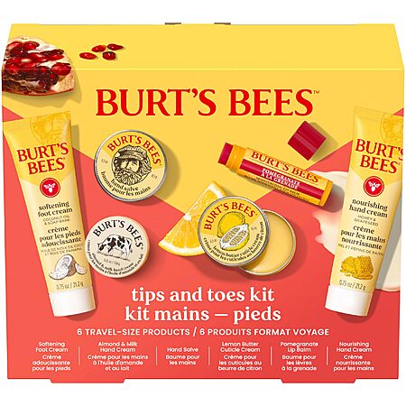 6-Piece Burt's Bees Tips & Toes Travel Gift Set (2x Hand Cream, Foot Cream, Cuticle Cream, Hand Salve & Lip Balm) $8.54 w/ S&S + Free Shipping w/ Prime or on $35+