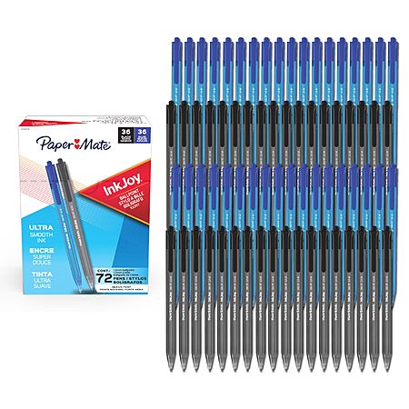 72-Count Paper Mate InkJoy 100RT Ballpoint Pens Medium Point (1.0mm, Black & Blue) $11.52 w/ S&S + Free Shipping w/ Prime or on $35+