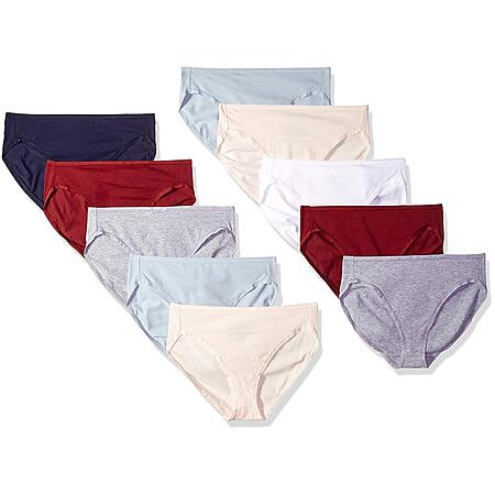 10-Pack Amazon Essentials Womens Cotton High Leg Brief Underwear (Size Small Only, Cool Colors/Warm Shades) $8.49 + Free Shipping w/ Prime or on $35+