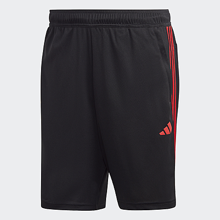 adidas Men's Train Essentials Piqué 3-Stripes Training Shorts (Black/Better Scarlet) $8 + Free Shipping