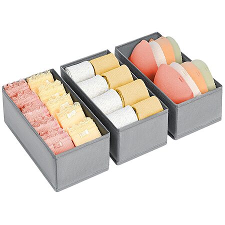 DIMJ Small Drawer Organizer for Clothes (Grey) $6.99 + Free Shipping w/ Prime or on $35+