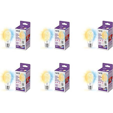 6-Pack WiZ Connected 60W A19 Tunable White Filament LED Smart Bulb $59.99 + Free Shipping
