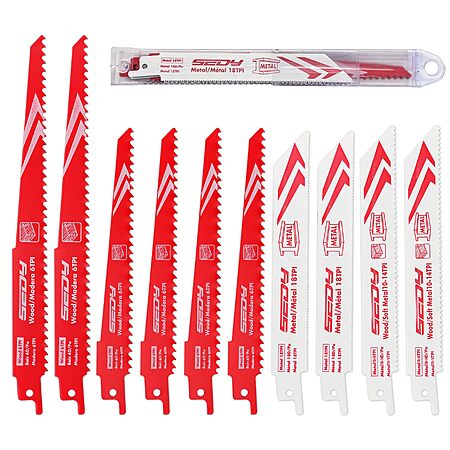 10-Piece SEDY  Reciprocating Saw Blade Set w/ 6" & 8" Wood & Metal Blades & Storage Box $6.98 + Free Shipping w/ Prime or on $35+