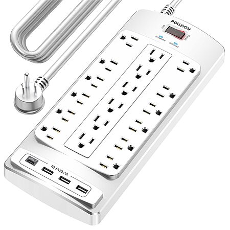 Prime Members: POWSAV 18-Outlet Surge Protector Power Strip w/ 4 USB Ports & 20' Extension Cord, 2100 Joules $18.99 + Free Shipping