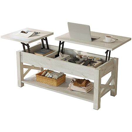 Rolanstar 47.2" Lift Top Coffee Table w/ Hidden Compartment & Open Shelf (Grey) $89.99 + Free Shipping