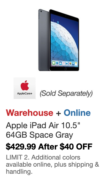 New Apple iPad Air - A12 Chip - 64GB - Latest Model (Starts 6/24) $429.99