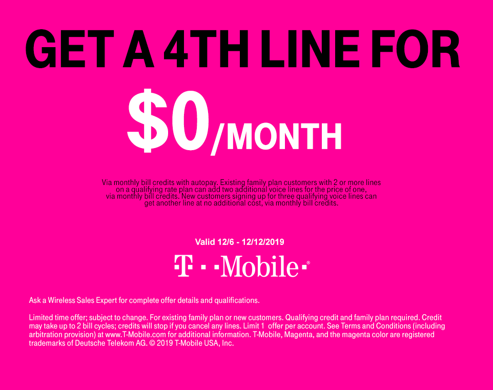 Costco / Tmobile: 4th Line for Free (valid until 12/12)