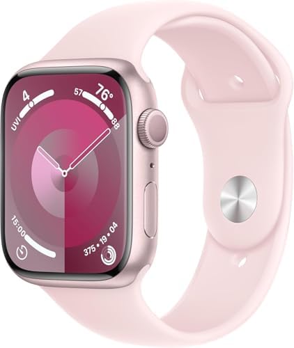 $191.61*: Apple Watch Series 9 [GPS 45mm] Pink Aluminum Case with Pink Sport Band S/M (Renewed Premium) at Amazon