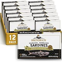 12-Pack 4.4-Oz Brunswick Wild Caught Skinless and Boneless Sardines (Olive Oil)