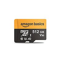 $35.99: 512GB Amazon Basics Micro SDXC Card with Reader Adapter, Fast Speed Up to 200MB/s at Amazon