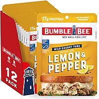 [S&S] $10.57: 12-Pack 2.5-Oz Bumble Bee Wild Caught Tuna Pouch (Lemon & Pepper) at Amazon