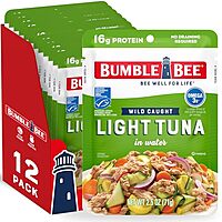 [S&S] $9*: 12-Pack 2.5-Oz Bumble Bee Light Tuna Pouch in Water at Amazon (75￠ each)