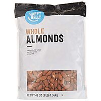 [S&S] $8.74*: 48-Oz Happy Belly Whole Raw Almonds Resealable Bag at Amazon