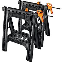 2-Pack Worx WX065 Clamping Sawhorses w/ Bar Clamps