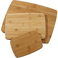 3-Piece Farberware Kitchen Bamboo Cutting Board Set (11x14", 8x10" & 8x5.5")