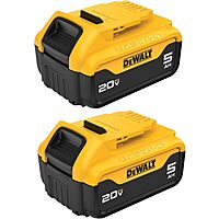 $95.20*: 2-Pack DeWalt 20V MAX XR Premium Lithium-Ion 5.0Ah Battery (DCB205-2) at Amazon