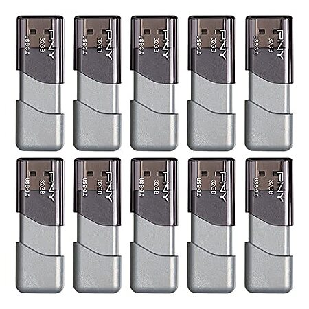 10-Pack 32GB PNY Turbo Attaché 3 USB 3.0 Flash Drive (Silver) $25