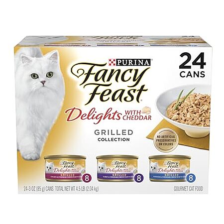 [S&S] $14.06: 24-Pack 3-Oz Fancy Feast Delights Wet Cat Food (Variety Pack) at Amazon