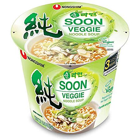 [S&S] $3.75*: 6-Pack 2.64-Oz Nongshim Soon Vegan Instant Ramen Noodle Soup Cups (Veggie) at Amazon