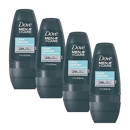 [S&S] $2.77*: 4-Pack 1.7oz. Dove Men+Care Aluminum Free Roll On Deodorant (Clean Comfort) at Amazon