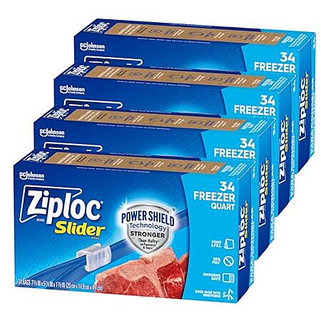 136-Count Ziploc Quart Food Storage Slider Bags $12.40 w/ Subscribe & Save