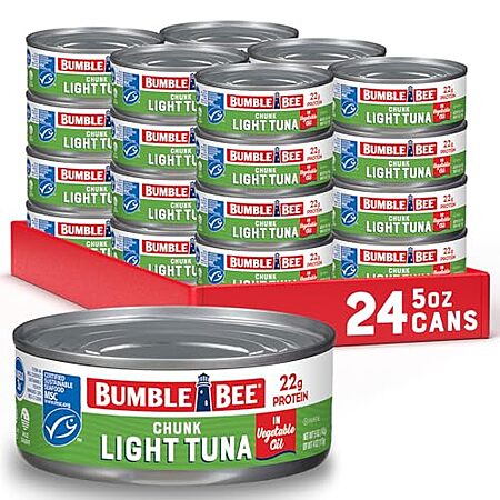 [S&S] $14.85: 24-Pack 5-Oz Bumble Bee Chunk Light Tuna In Oil at Amazon