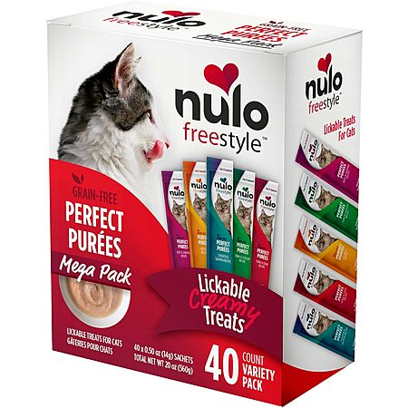 [S&S] $15.29: 40-Pack 0.5-Oz Nulo Freestyle Grain-Free Perfect Purees Premium Wet Cat Treats (Variety Flavor) at Amazon (38.2￠ each)