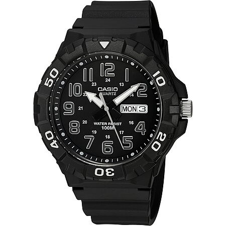 $17.66*: Casio Men's Black Resin Analog Dive Watch (Black/White) at Amazon