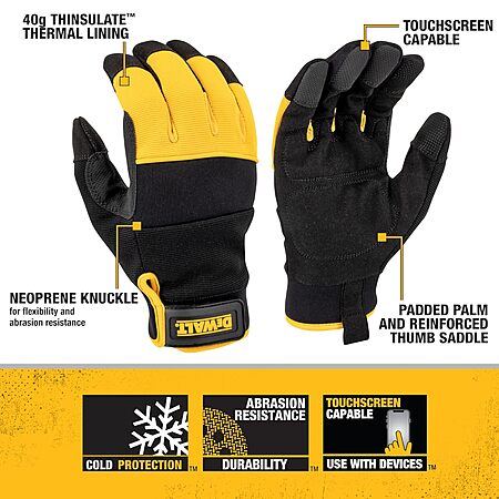 Guanti Invernali DEWALT DPG752 XL – Caldi, Touchscreen E Antiscivolo Per Lavoro E Outdoor