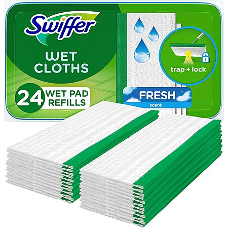 [S&S] $6.49*: 24-Count Swiffer Sweeper Wet Mopping Cloths (Open Window Fresh) at Amazon