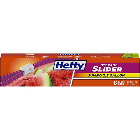 [S&S] $6.14: 2 × 12-Count 2.5-Gallon Hefty Slider Jumbo Storage Bags ($3.07 each) at Amazon