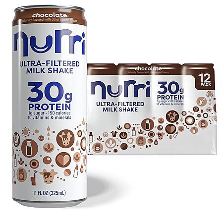 [S&S] $18.99: 12-Pack 11-Oz nurri 30g Protein Ultra Filtered Milk Shake (Chocolate) at Amazon