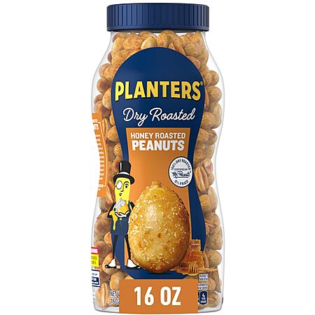 [S&S] $1.87*: 16-Oz Planters Dry Roasted Peanuts (Honey Roasted) & More at Amazon
