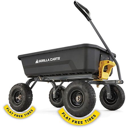 $128*: 4 Cu. Ft. Gorilla Carts Poly Garden Dump Cart w/ No-Flat Tires (Black) at Amazon