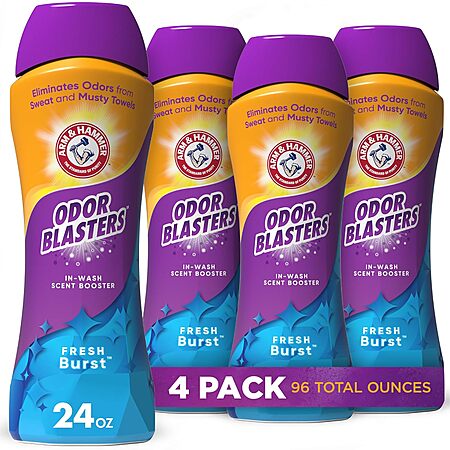 [S&S] $11.43: 4-Pack 24-Oz Arm & Hammer Odor Blaster In-Wash Scent Booster (Fresh Burst) at Amazon