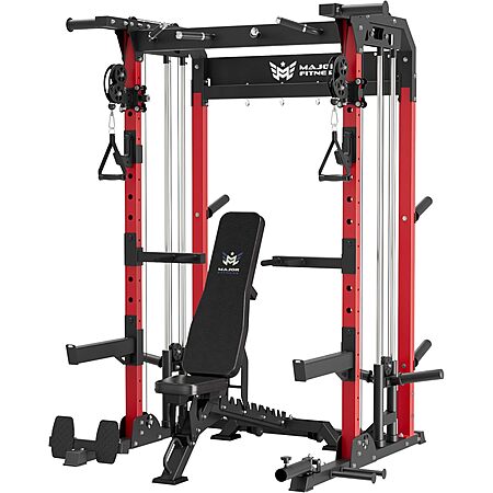 Lightning Deal: $454.63: MAJOR FITNESS F22 Multi-Functional Power Rack (Red, Rack with WB) at Amazon