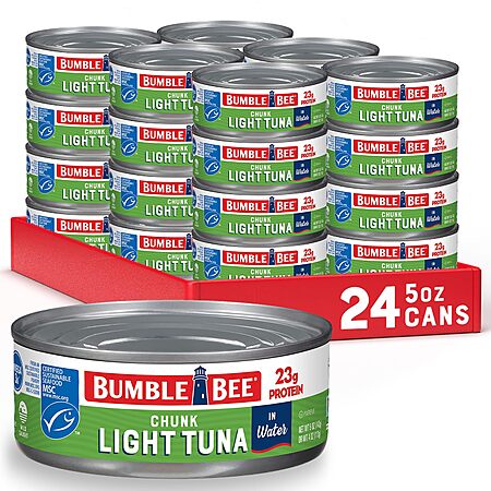 [S&S] $16.27*: 24-Pack 5-Oz Bumble Bee Chunk Light Tuna In Water at Amazon
