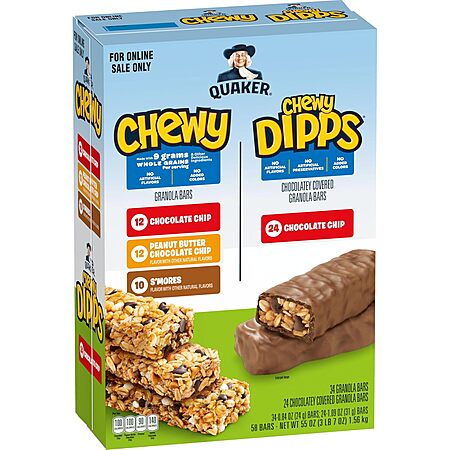 34% Off Quaker Chewy Granola Bars (58-Pack)