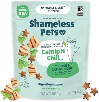 2.5oz. Shameless Pets Digestive Crunchy Cat Treats (Chicken/Catnip N Chill) $1.45 w/ Subscribe & Save