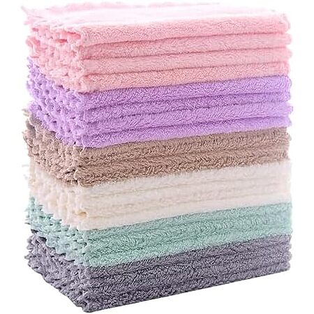 [S&S, AC] $8.99* | 2 × 24-Pack 7" x 9" Sunny zzzZZ Coral Fleece Kitchen Cleaning Cloths (Multicolor) ($4.50 each) at Amazon