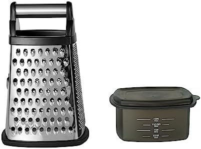 $13 | KitchenAid Gourmet Stainless Steel Box Grater w/ 3-Cup Storage Container (Black) at Amazon