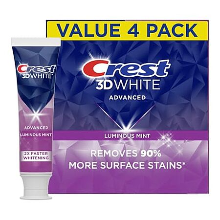 4-pk 3.7-oz Crest 3D White Advanced Toothpaste (Luminous Mint) $9.80 & More w/ Subscribe & Save