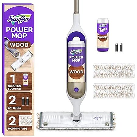 [AC] $13.97* | Swiffer PowerMop Wood Mop Kit w/ 2x Mop Pad Refills & Cleaning Solution at Amazon