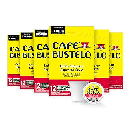 6-Pk 12-Count Café Bustelo Keurig K-Cup Pods (Espresso Style Dark Roast)